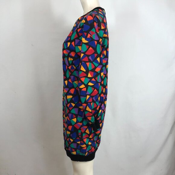 VTG no excuses - women's s/m- multicolor long sleeve crew neck sweatshirt dress - Picture 6 of 7